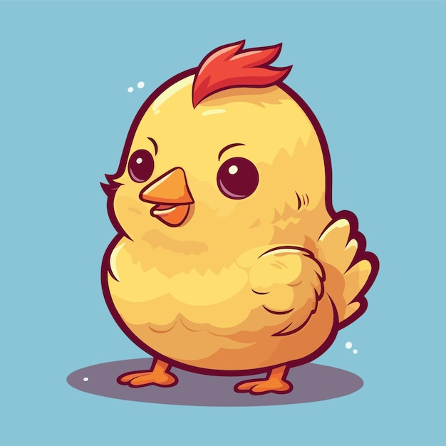 Pollo carino piccolo personaggio dei cartoni animati domestici pet farm animal flat vettore illustrazione clipart