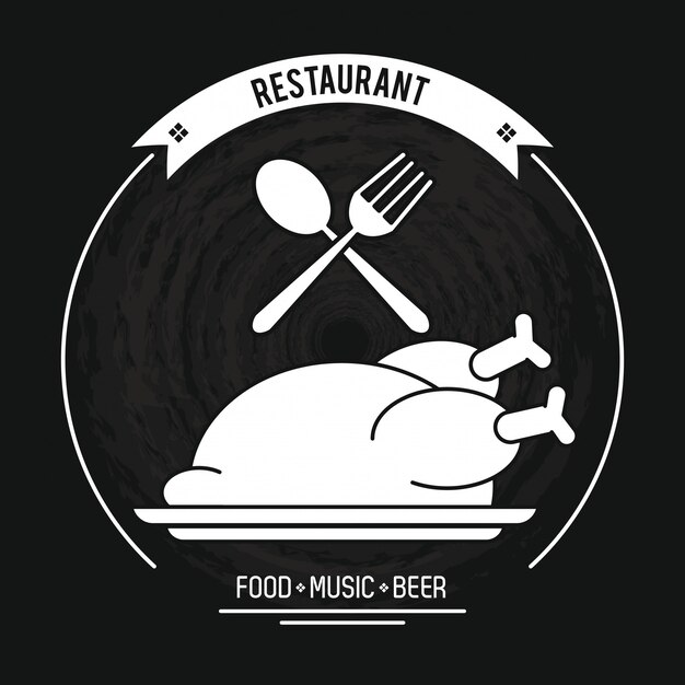 Chicken and cutlery restaurant food music and beer