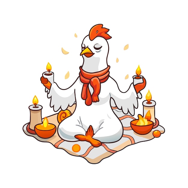 Vector chicken doing yoga