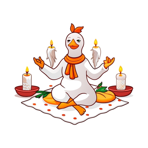 Vector chicken doing yoga