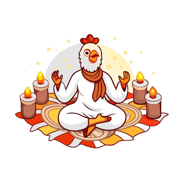 Vector chicken doing yoga