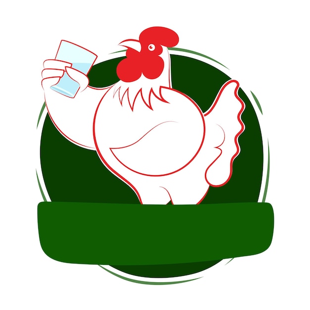 Chicken Drinking Water Character Cute Clipart Cartoon Drawing Illustration Vector