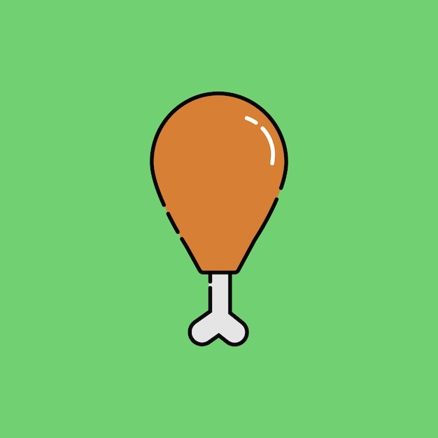 Vector chicken drumstick icon cute food illustration flat cartoon style