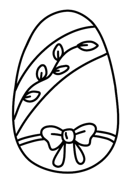 Chicken Easter egg in hand drawn outline style