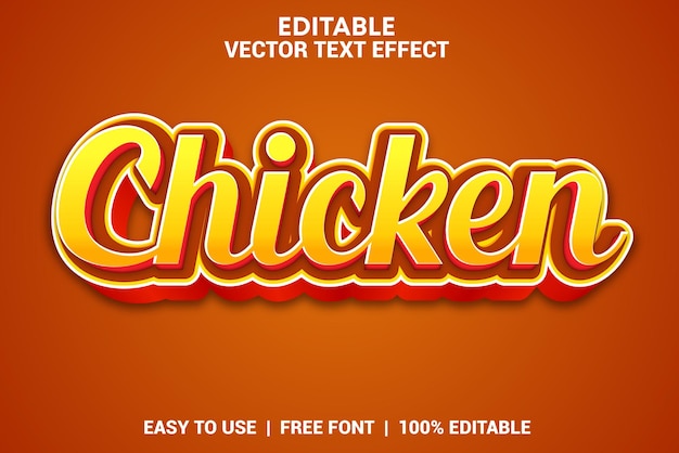 Chicken editable 3d text effect with background