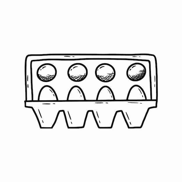 상자 벡터 낙서 그림에 닭고기 달걀