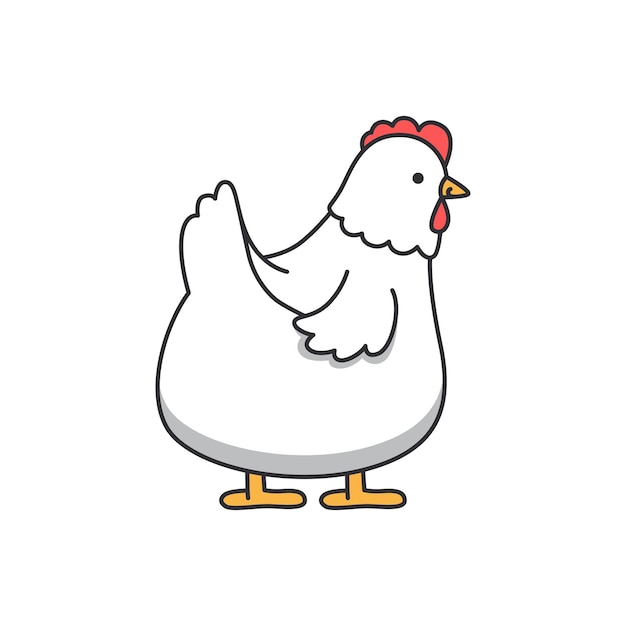 Chicken farm animal isolated on white background Vector illustration in flat style