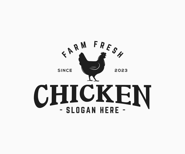 Chicken Farm Logo. Retro Badge Chicken Farm Logo Template.