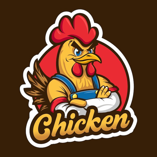 Chicken farm mascot logo vector