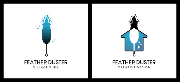 Chicken feather feather duster icon illustration logo design with a creative concept