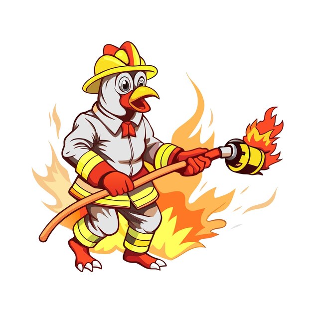 Vector chicken firefighter