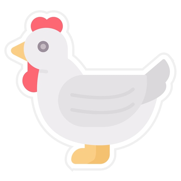 Vector chicken flat illustration