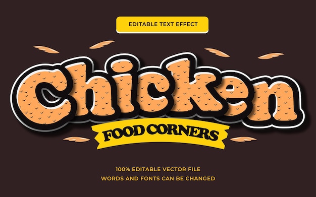 Vector chicken food corners text effect editable
