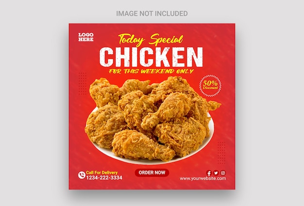 Chicken food menu promotion social media Instagram post banner design template