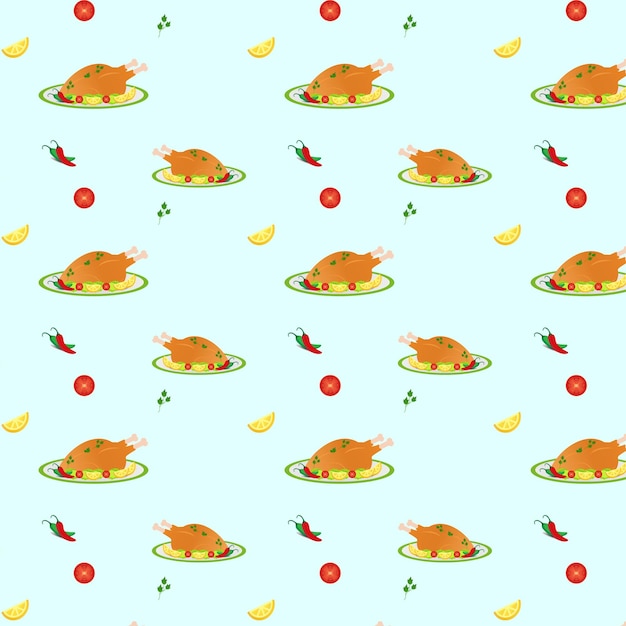 Chicken food seamless pattern vector illustration