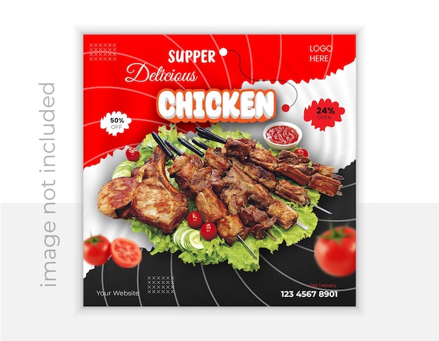 Vector chicken foods social media post design