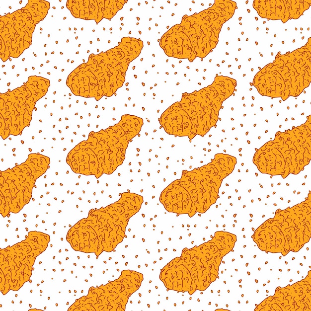 Vector chicken fried crispy seamless pattern