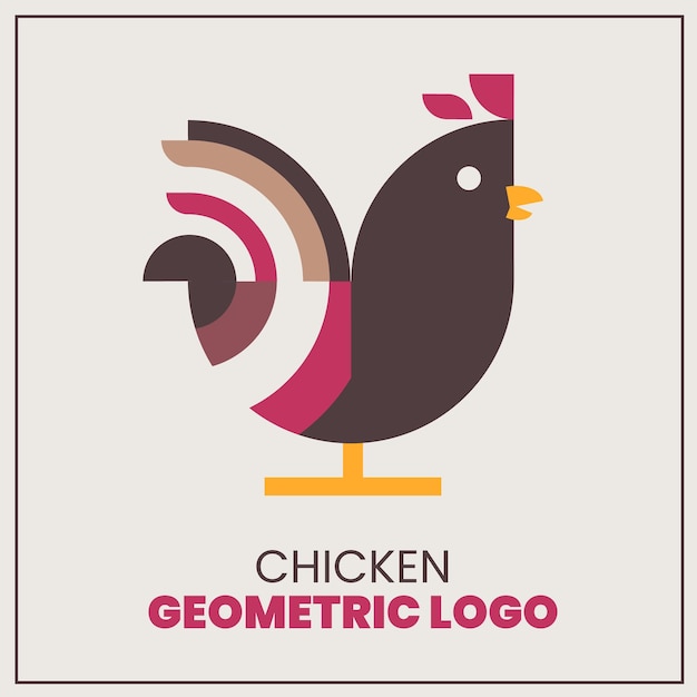 Logo geometrico di pollo estetica unica