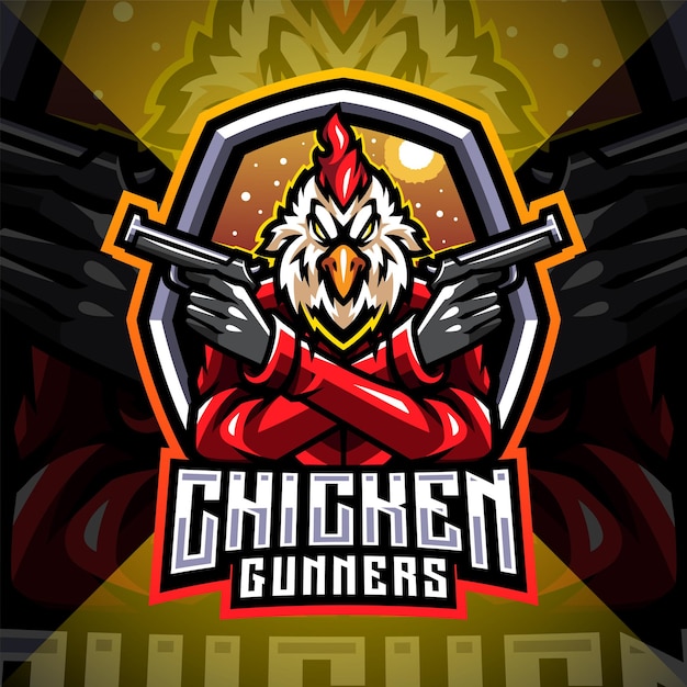 Chicken gunners mascot logo design