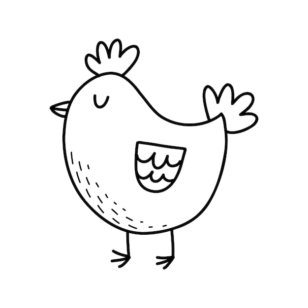 Chicken hand drawn outline doodle icon Vector sketch illustration