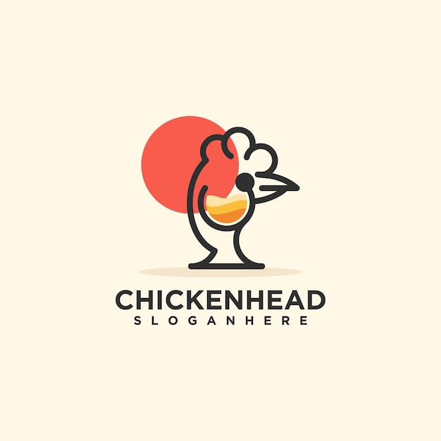 Chicken head logo design vector