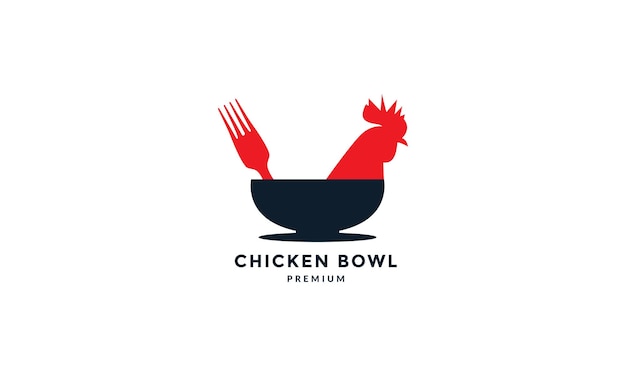 Chicken or hen or rooster with bowl logo vector illustration design