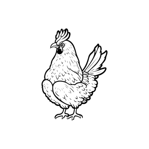 Chicken Icon hand draw black colour agriculture logo vector element and symbol perfect