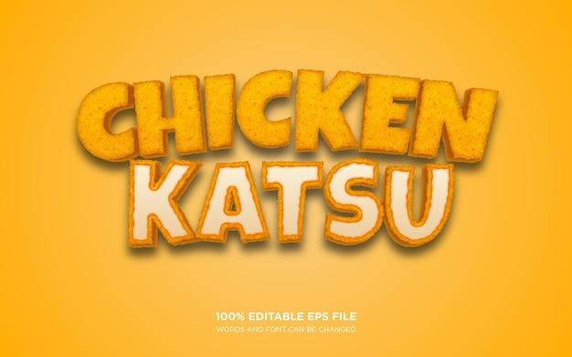 Vector chicken katsu 3d bewerkbaar tekststijleffect