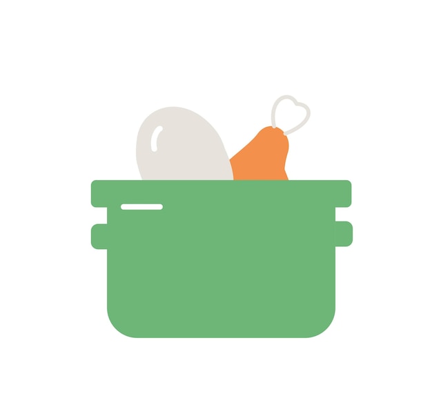 Chicken leg in saucepan icon