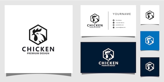 chicken Logo and business card designs vector premium