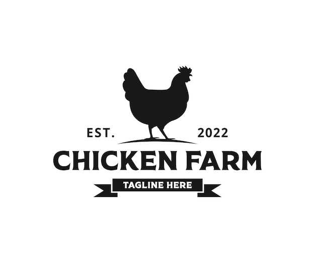 치킨 로고. 닭 농장 로고 디자인. 수탉과 닭 가금류 농장 로고 디자인 서식 파일