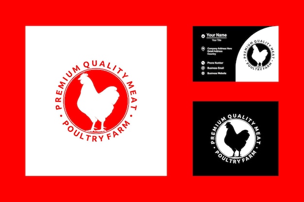 Vector chicken logo emblem design flat style logo vector for business food restaurant