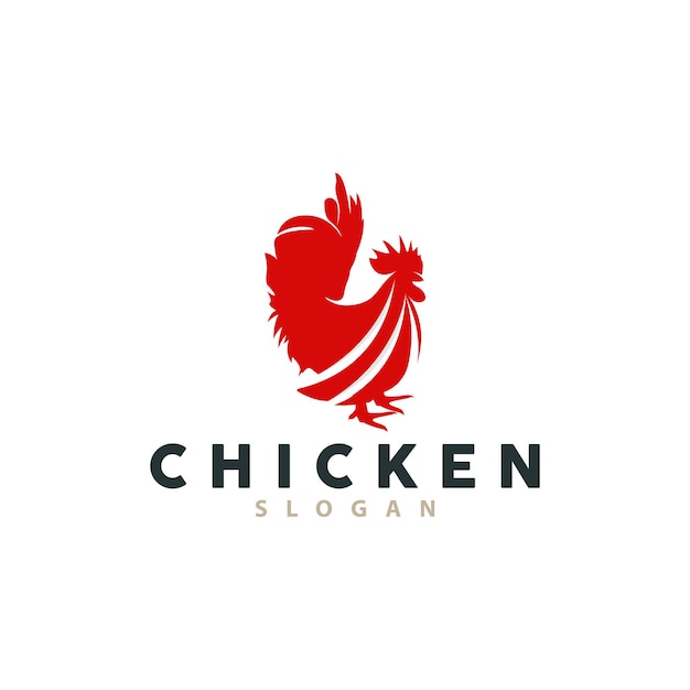 Куриный логотип для ресторана жареной курицы. Вектор фермы. Простой минималистский дизайн для ресторанного пищевого бизнеса.