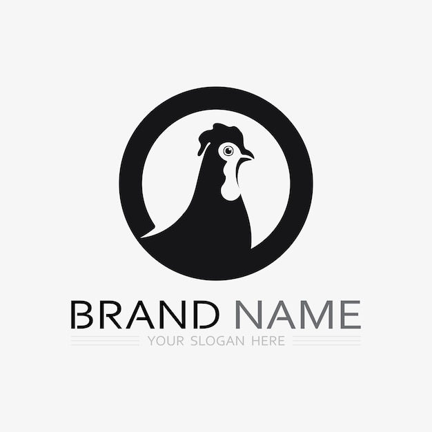 Chicken logo rooster and hen logo for poultry farming animal logo vector illustration design