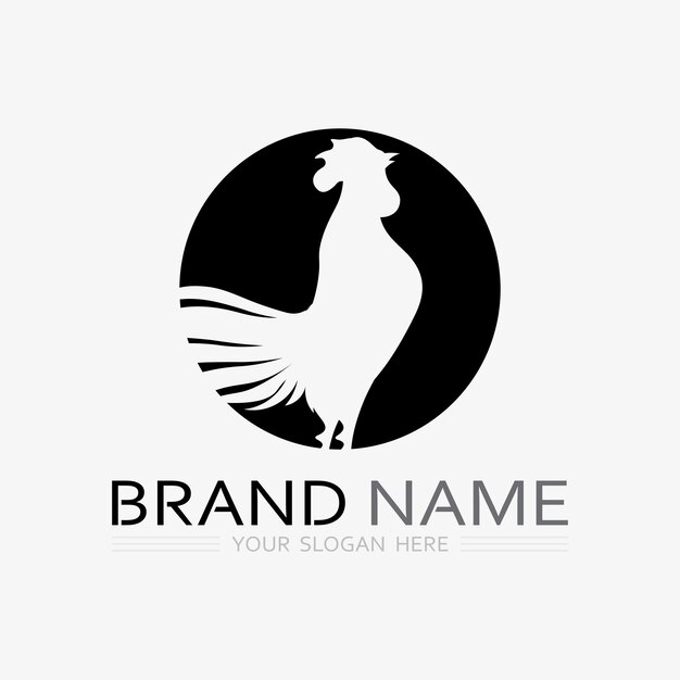 chicken logo rooster and hen logo for poultry farming animal logo vector illustration design