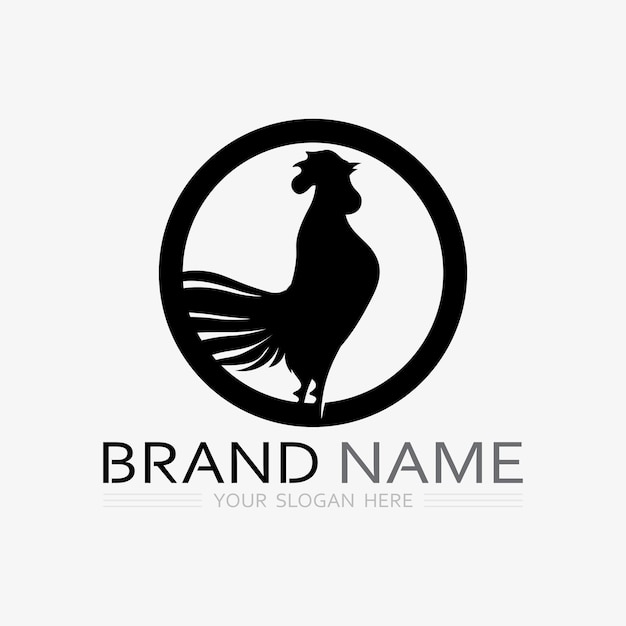 chicken logo rooster and hen logo for poultry farming animal logo vector illustration design