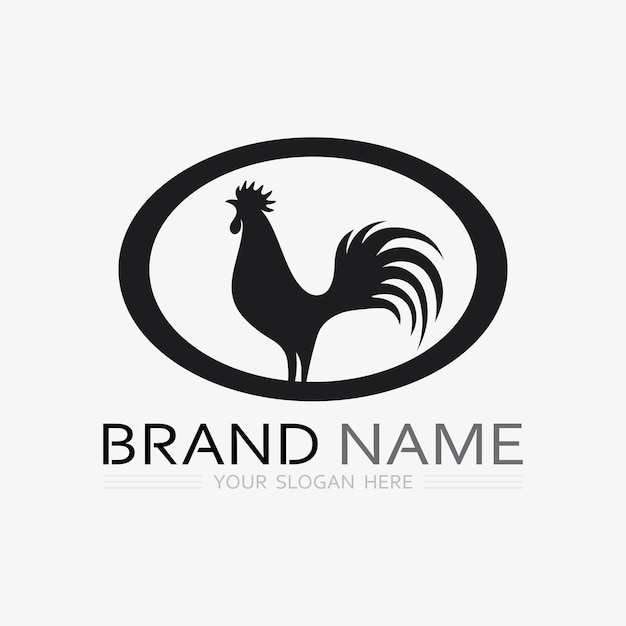 chicken logo rooster and hen logo for poultry farming animal logo vector illustration design