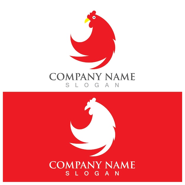 Куриный логотип и векторный шаблон