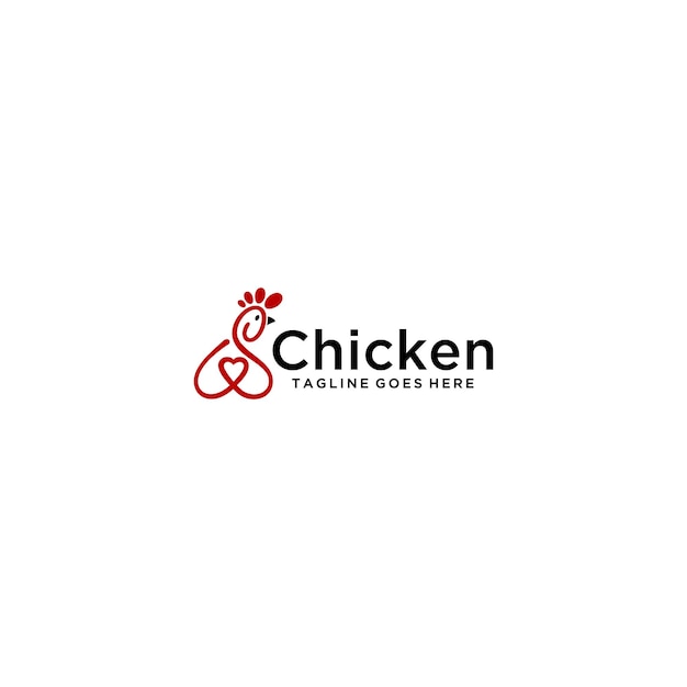 chicken and love logo sign design