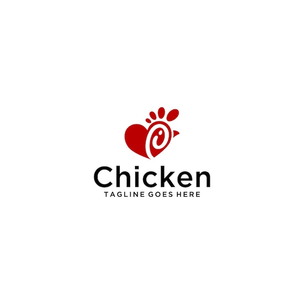 chicken and love logo sign design