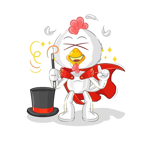 Chicken magician illustration character vector