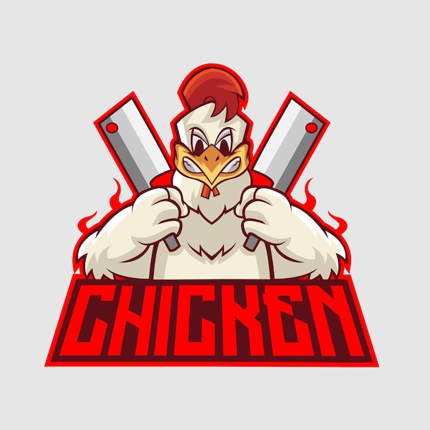 Vector chicken mascot esport logo team