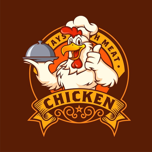 Chicken mascot logo design vector template