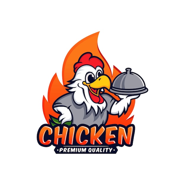 Vettore logo della mascotte di pollo