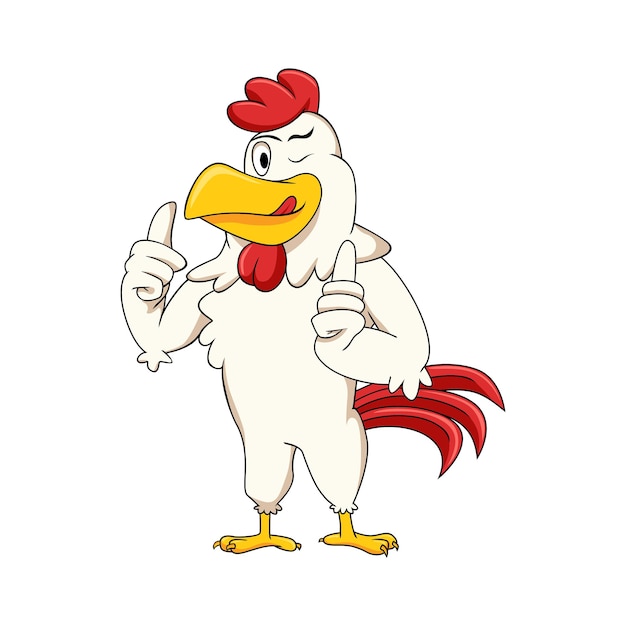 chicken mascot vector illustration. rooster character, sign and symbol.