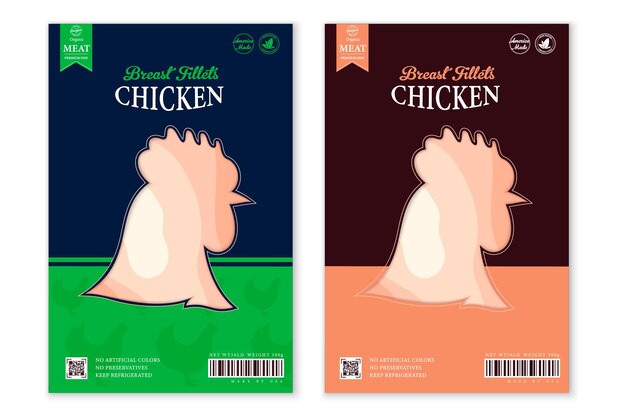 Chicken Meat Packaging Or Label Design Hen Silhouette Butchers Shop Or Poultry Farming Design