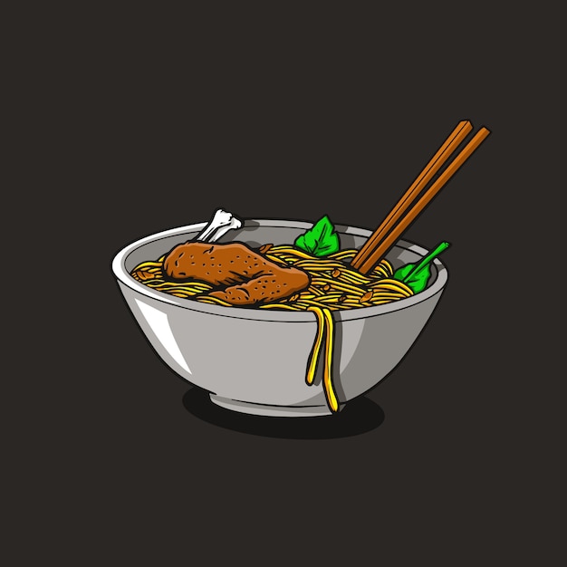 Vettore illustrazione di noodle di pollo