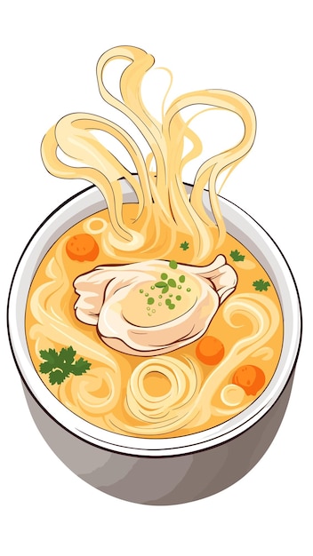 Chicken noodles food drawing cartoon artwork vector