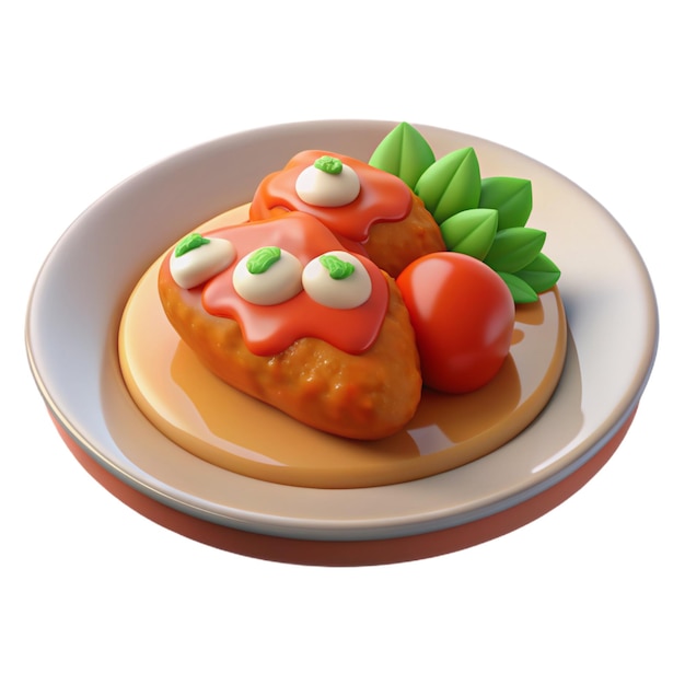 パルメザンチキン 3Dイラスト