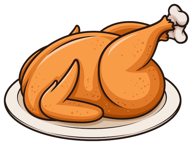 chicken on plate cartoon illustration
